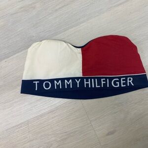 Y2K Tommy Hilfiger Red and Cream Bandeau top